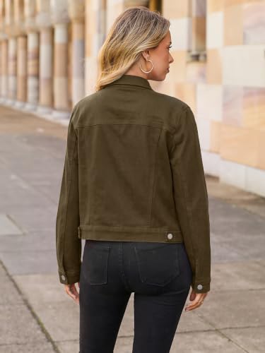 Image of Glamaker Womens Jean Jacket 2026 Basic Trendy Long Sleeve Denim Jackets Button Down Fitted Western Coat with Pockets