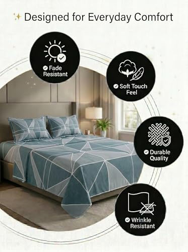 Image of Mafatlal 125 GSM Merino Double Bedsheet with Pillow Covers |90 x 100 Inches | Soft, Breathable & Lightweight | Grey