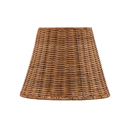 Aspen Creative 32985, Empire Natural Rattan Spider Shade, 6\" Top x 10\" Bottom x 8\" Slant