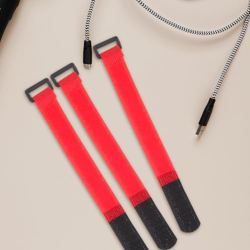 Lurrose 20 piezas de correas de nylon rojas para sujetar cables, organizador de extensión de cable para gestión en hogar y garaje, cinta reutilizable para fijar cables miniatura 5