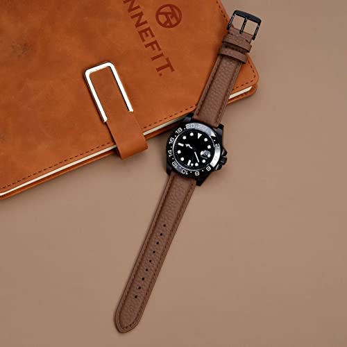 Image of ANNEFIT Watch Band 20mm, Quick Release Textured Padded Leather Straps with Black Buckle for Men and Women (Brown)