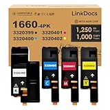 LinkDocs Compatible 1660W Toner Cartridge Replacement for Dell C1660W 4G9HP for C1660 1660 C1660cnw 1660CNW Laser Printer (4-Pack, 1 Black, 1 Cyan, 1 Magenta, 1 Yellow)