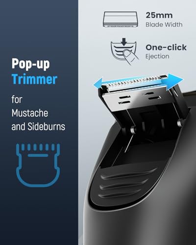 Image of Electric Razor for Men Waterproof: 5D Floating Rotary Shaver for Travel Wet or Dry - ๐๐๐ง๐ฌ๐ข๐ญ๐ข๐ฏ๐ ๐๐ค๐ข๐ง ๐๐๐ซ๐, USB Fast Charging, Stainless Steel Blades, Pop-up Trimmer Chic Black
