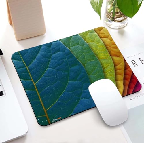 Image of Mouse Pad Colorful Leaves, Premium-Textured Custom Mouse Mat Design, Washable Mousepad Non-Slip Rubber Base Computer Mouse Pads for Wireless Mouse