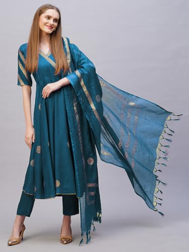 Image of ANNI Designer Rayon Blend Women Kurta Set with Pant & Dupatta
