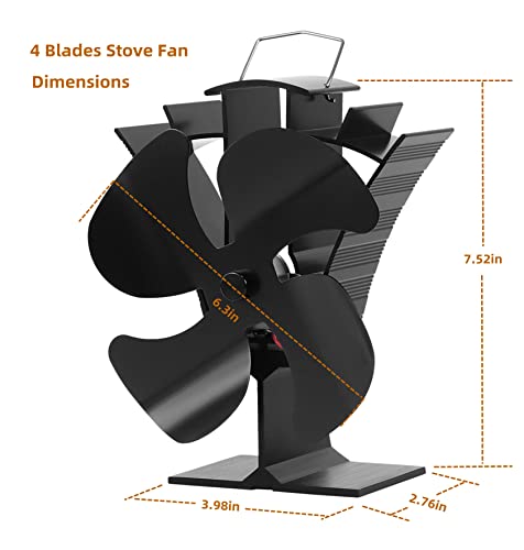 Voda VDSF652B Wood Stove Fan Small New Designed 4 Blades Heat Powered Fireplace Fans Eco Fan thumb #5