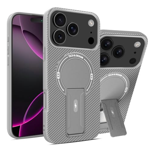Coque silicone iPhone 17 Pro gris avec support pour visionner vos vidéos partout