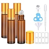 bofessor Essential Oil Roller Bottles, 10ml Clear Glass Roll on Bottles with Stainless Steel Roller