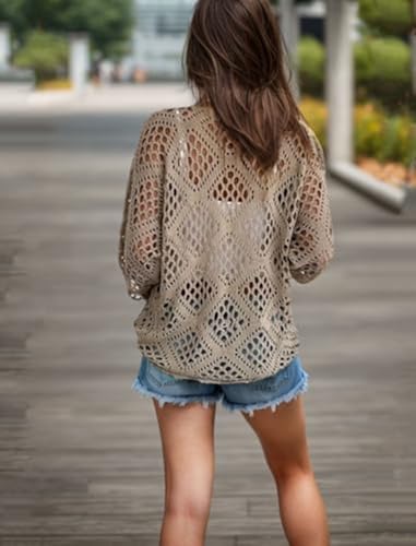 Image of NASKY Womens Crochet Top Summer Fashion 2026 - Sexy 3 /4 Batwing Sleeve Knit Sweater