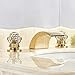 Senlesen LED Light Waterfall Widespread Bathroom Basin Faucet 2 Crystal Knobs Sink Mixer Tap Gold Polished