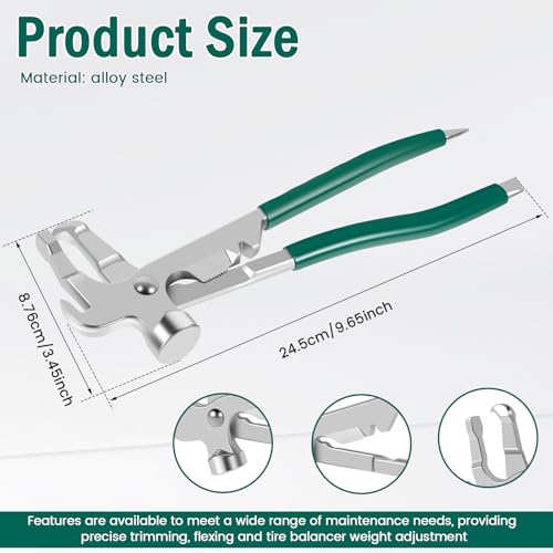 Image of Wheel Weight Pliers, Wheel Balancing Weight Plier Hammer Tool, Clip-On Wheel Weights, Tire Weight Removal Tool, Universal Car Repair Tool for Most Cars