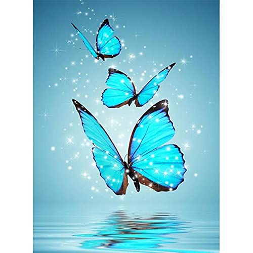 Peinture diamant 5D grand format 50x120cm papillon bleu pour décoration murale