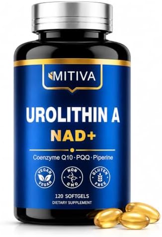 Urolithin A 1000MG Supplement with NAD+, CoQ10 & PQQ, 120 Softgel...