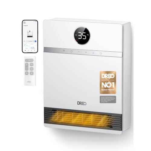 Dreo Smart Electric Wall Heater, 28dB Silent Ceramic Space Heaters for Home
