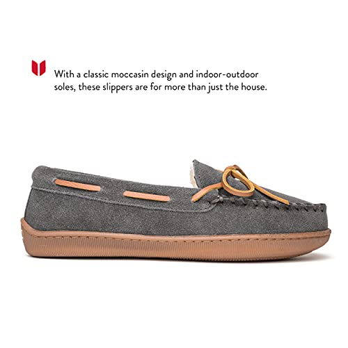 Minnetonka Women's Charcoal Lined Moccasin, Size 6 Wide