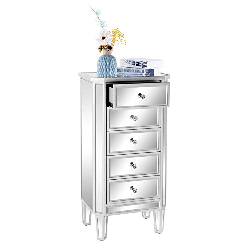 Vingli Mirrored Dresser 5 Drawers Modern Chest For Bedroom, Dressing Room, Living Room #TOP5