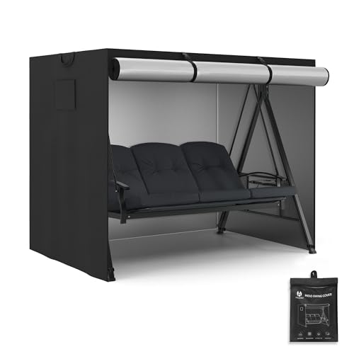 M MCombo Hollywoodschaukel Abdeckung 3-4 Sitzer Abdeckplane Wasserdicht & UV-Beständig für Gartenschaukel 4093 4095 4088 8018 Hollywoodschaukel Schutzhülle 155x210x160 cm 4002 (Oxford Schwarz)
