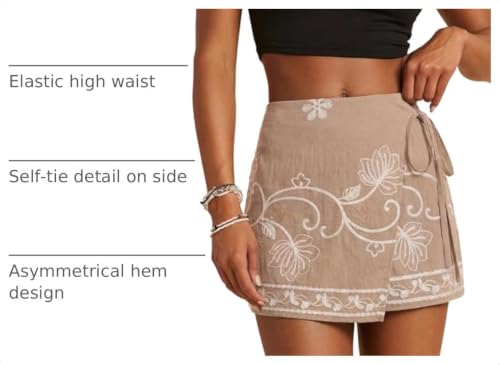 Image of SweatyRocks Women's Boho Mini Skirts Floral Shorts Tie Side Wrap Skorts