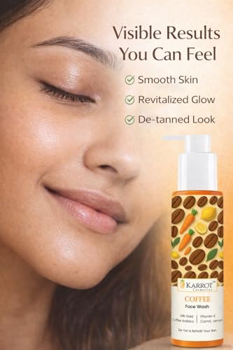 Image of KARROT Coffee De-Tan Face Wash for Oily Skin | Deep Cleansing Face Cleanser for Tan Removal, Oil Control & Glowing Skin | Brightening Facial Wash with Coffee, Lemon & Vitamin E | Men & Women - 100ml