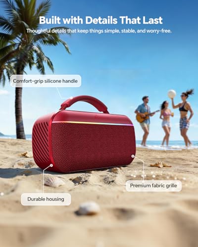 Image of dbsono Portable Bluetooth Speaker Wireless: 100W(Peak) SoundPulse 2.0 with BassBoost, Waterproof Loud Party Speakers, Unlimited Pairing, TWS for Outdoor /Indoor, Beach Vacation Essential, Red