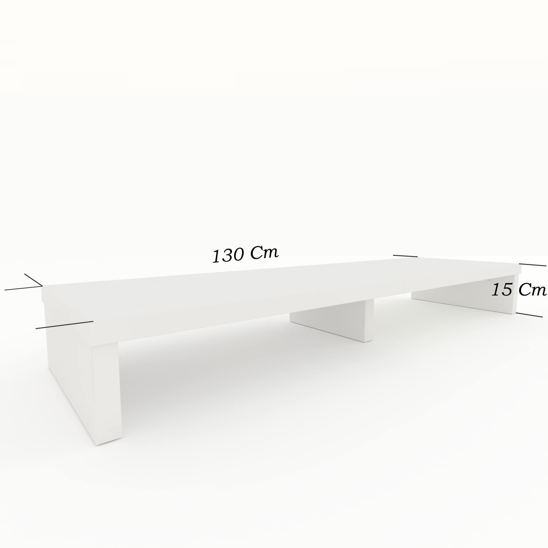 Henor Rehausse TV en Bois Double 130 x 35 x 15 cm Blanc Mat. Supporte +100 kg.
