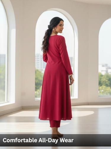 Image of Leriya Fashion Anarkali Kurta and Pant with Dupatta Set for Women | 3-Piece Printed Anarkali Kurti Set | Ethnic Festive & Office Suit for Women | Traditional Kurta Sets for Woman