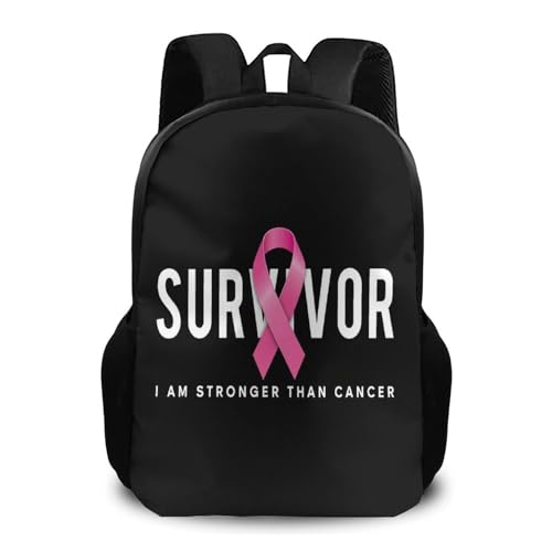 Business Work Bag for Men Women, Backpack Easy to Storage, Large Capacity Breast Cancer Survivor Pink Ribbon Black Backpacks for Outdoor