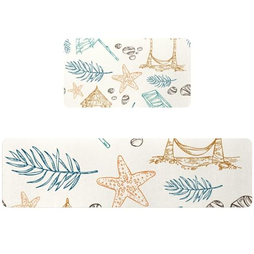 Alfombra de cocina para pasillo y cuarto de lavado con motivos de playa 2