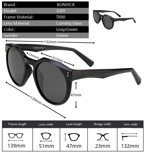 Image of Polarized HD Genuine Glass Sunglasses for Men and Women, Italian Design, Anti-Glare,UV400,Corning True Glass Lenses