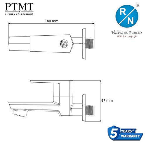 Image of RN PTMT Long Body Bib Cock for Bathroom | 15mm Long Body Foam Flow Water Tap with Flange | Luxury G20 Collection Faucet | High-Grade Engineering Polymer Tap (Marble, Pack of 4)
