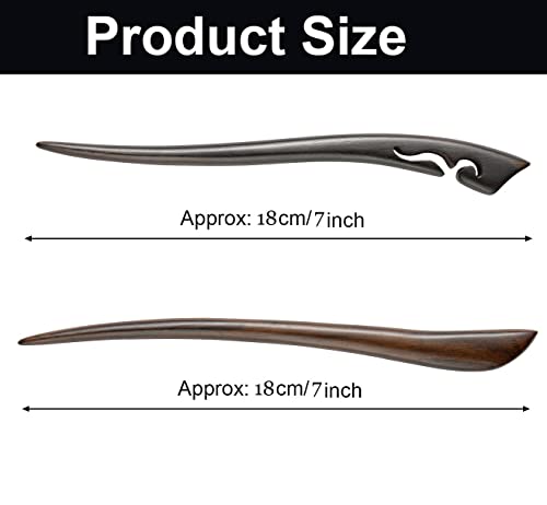 Liasun Classical Handmade Carved Hair Sticks-Natural Black Sandalwood(Ebony) Hair Styling Pins Chopsticks For Hair Updo Making Accessory-7 Inches Long (Sty3 Pack Of 2) #TOP2