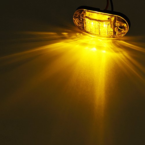 Partsam 2X Oval 2.5" Trailer Truck Amber Led Side Marker Lights Lamps 2 Diodes Surface Mount, Boat Marine Led Courtesy Lights, 2.5 Inch Trailer Led Clearance And Side Marker Lights #TOP6