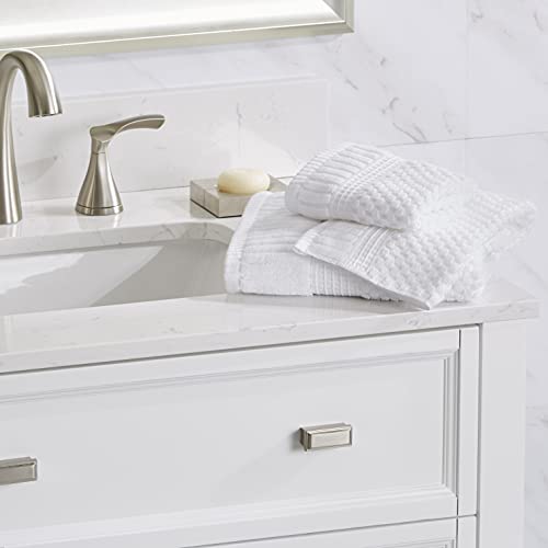 Ny Loft 100% Cotton Bath Towel 4 Pack | Super Soft & Absorbent Quick-Dry Bath Towels 30" X 52" |Textured And Durable Cotton | Trinity Collection (4 Pack Bath Towel, Bright White) #TOP3