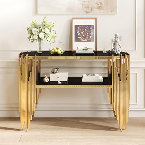 KEIKI Glass Oval Console Table