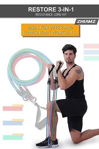 Image of Resistance Bands with Handles, Single Resistance Bands, Exercise Bands with Handles, for Resistance Training, Physical Therapy, Home Workouts, Fitness, Pilates