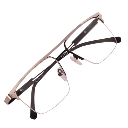 Image of Teen & 20 Rectangle Eyeglasses Frame for Men & Boys - Classic Half-Rim | Stylish & Lightweight Spectacle Frame | Durable Eyewear for Office, Study & Daily Use - TK9004