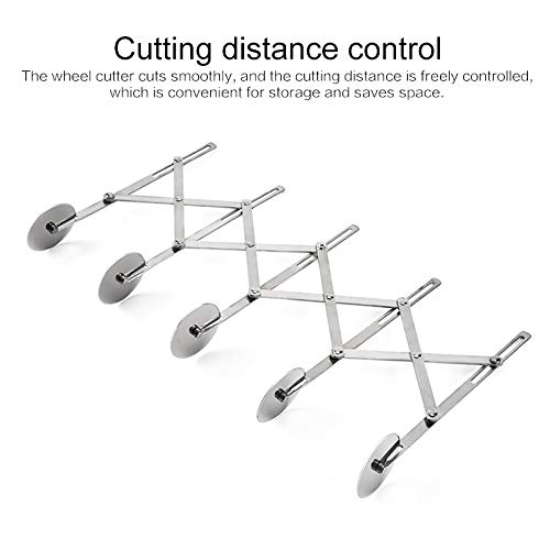 Hxytech 5 Wheel Pastry Pizza Cutter, Expandable Stainless Steel Pastry Knife Baking Cutter Roller Cookie Dough Cutter Divider (Standard Design)