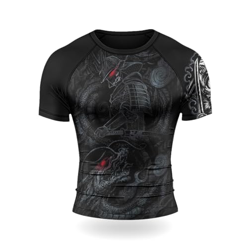 Samurai Men’s BJJ Rash Guard Short Sleeve Baselayer Skins Performance Fit Compression Shirts for MMA Jiu-Jitsu2