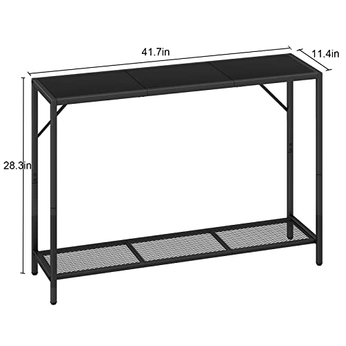Laatooree 41.7" Console Table, Two-Color Diy Entryway Table, Industrial Narrow Sofa Table With Metal Mesh Shelf For Hallway, Foyer, Living Room, Corridor #TOP2