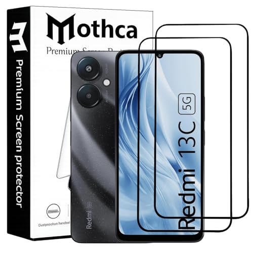 Image of Mothca Military-Grade Tempered Glass Compatible for Redmi 13C 5G / 13C 4G / Poco C65 with Edge to Edge Coverage - Case Friendly, Anti-Scratch & Bubble-Free Installation Kit (Pack of 2)