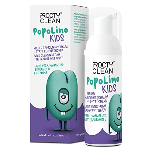 ProctyClean PopoLino Kids – Espuma de limpieza suave en lugar de toallitas húmedas – Hace glúteos y medioambientales – Con aloe vera, hamamelis, begamota y vitamina E