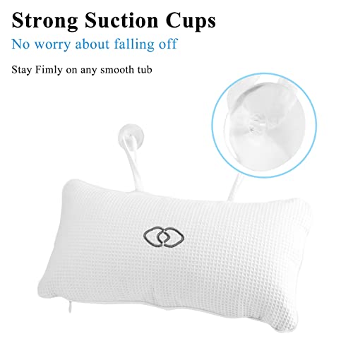 Spa Pillow Bathtub Pillow Head/Neck Support Inner Inflatable PVC Bag with Two Suction Cups, Bath Pillow Bath Rest Accessories - Image 3