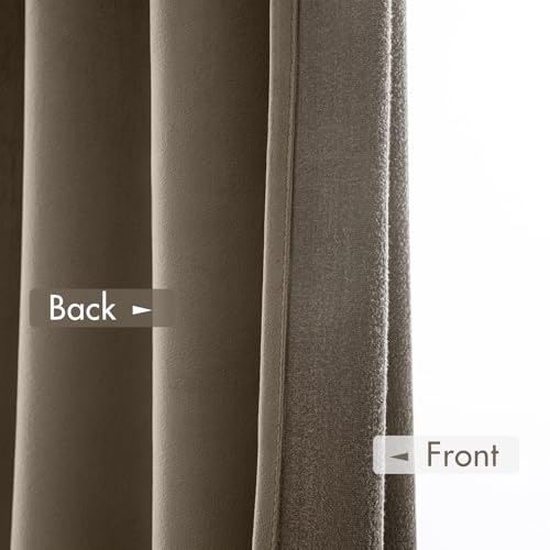 Image of MIULEE Taupe Blackout Velvet Curtains Drapes 96 Inch Long 52 inchx96 inch Bedroom