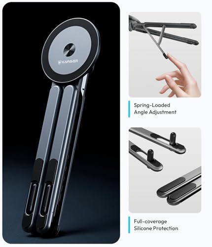 Image of KAPAVER HaloStand 5in1 Portable Magnetic Aluminum Alloy Stand, 360 Adjustable Laptop, Tablet, Phone Holder with 8-Level Height Adjustment & Foldable Design (Cosmic Gray)