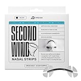 Dream Recovery Second Wind Nasal Strips - Nose Strips for Breathing, Sleep and Athletic Performance - Snore Relief and Congestion Support - Black, 30 Count