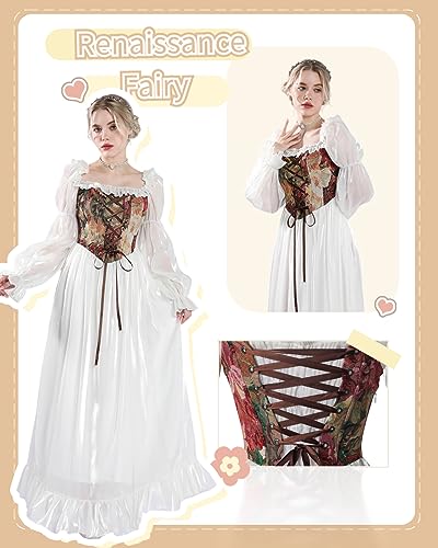Image of NSPSTT Women Girls American Pioneer Colonial Dress Prairie Costume