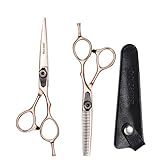 Friseur zu Hause: Speichern teure Reisen zum Friseur oder einen Friseur und erhalten Sie die Haare schneiden und zu Hause gestylt. Dieses Set enthält ein Paar von rasierklingenscharfen straight edge Friseurschere, eine Schere mit scharfen Zähnen Verdünnung. Geeignet für nasse und trockene Haarschnitte sowie das Haar Verlaufen. Kann auch für Bärte verwendet werden, egal ob sie dick sind, lange, grob oder weich.