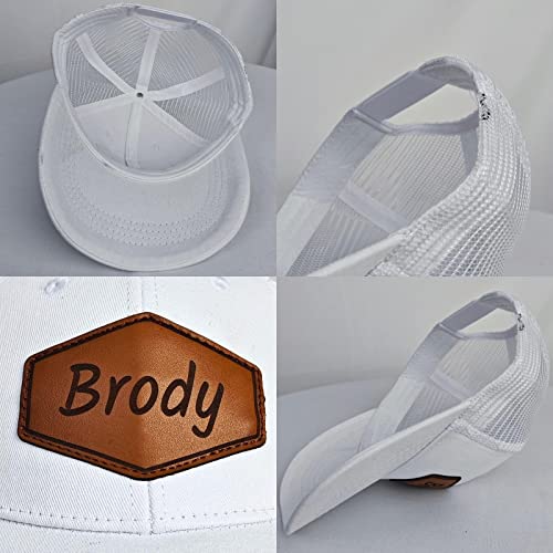 Custom Name Baby Baseball Cap - Personalized Infant Trucker Hat with Leather Patch Toddler Flat Bill Hat for Boys Ball Hat for Baby Kids Adult(Large)4
