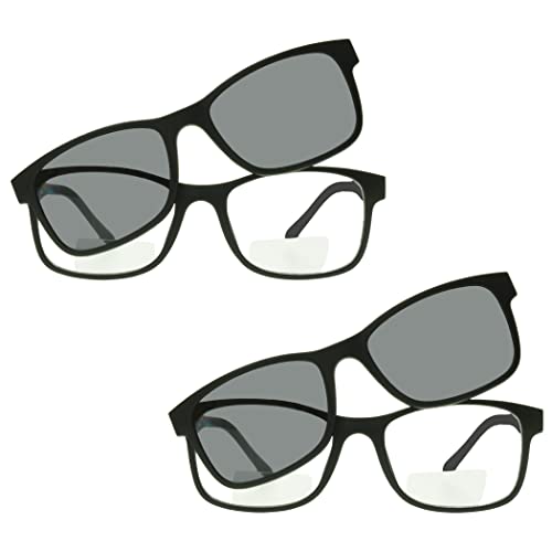 proSPORT Bifocal Sun Glasses with Magnetic Polarized Clip On Gray Brown Lenses Black 1.25 1.50 1.75 2.00 2.25 2.50 2.75 3.00