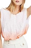 We The Free Womens Little Bit of Something Ombre V-Neck Blouse White M